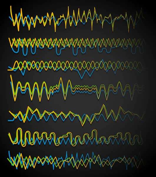 Golvende, zigzag lijnen. — Stockvector