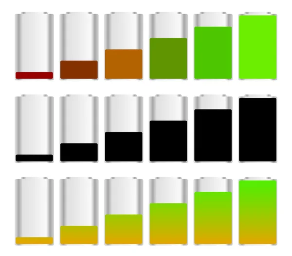 Indicador de nivel de batería conjunto — Vector de stock