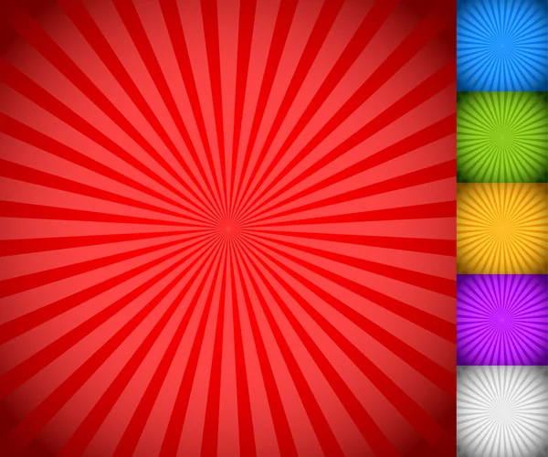 Rayons colorés, faisceaux motif ensemble — Image vectorielle