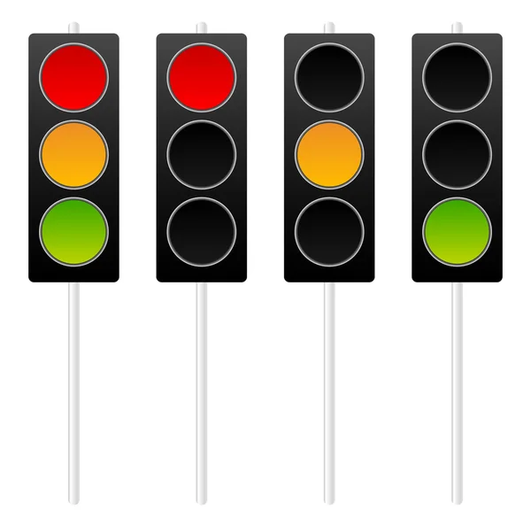 Luzes de trânsito, ícones de semáforos —  Vetores de Stock