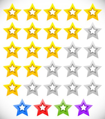 Star rating system with 3d stars. clipart