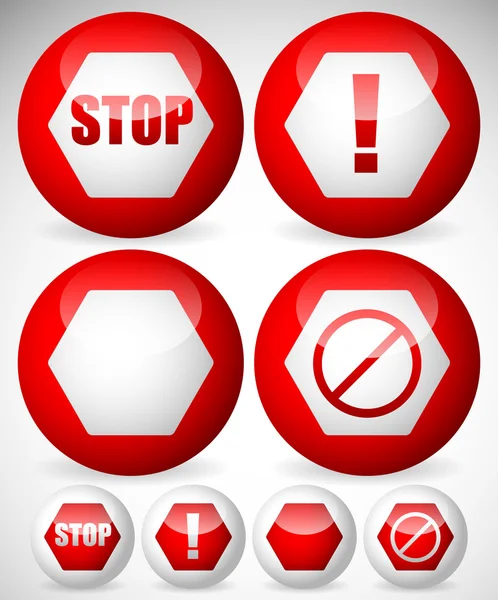 Berbagai tanda berhenti, perhatian atau peringatan - Stok Vektor