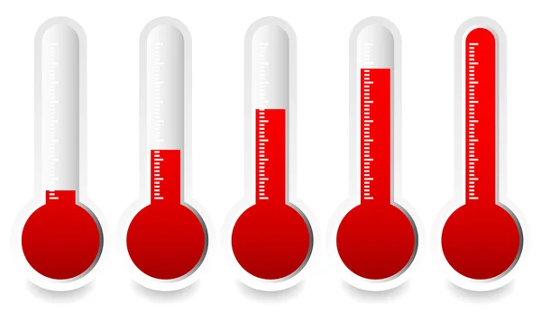 Stijgende thermometer, thermograph set. — Stockvector