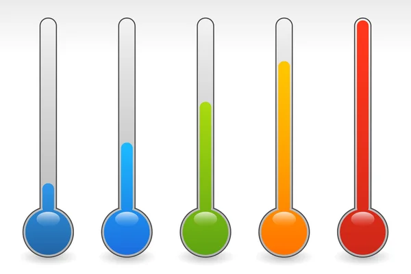 Rising thermometer, thermograph set. — Stock Vector