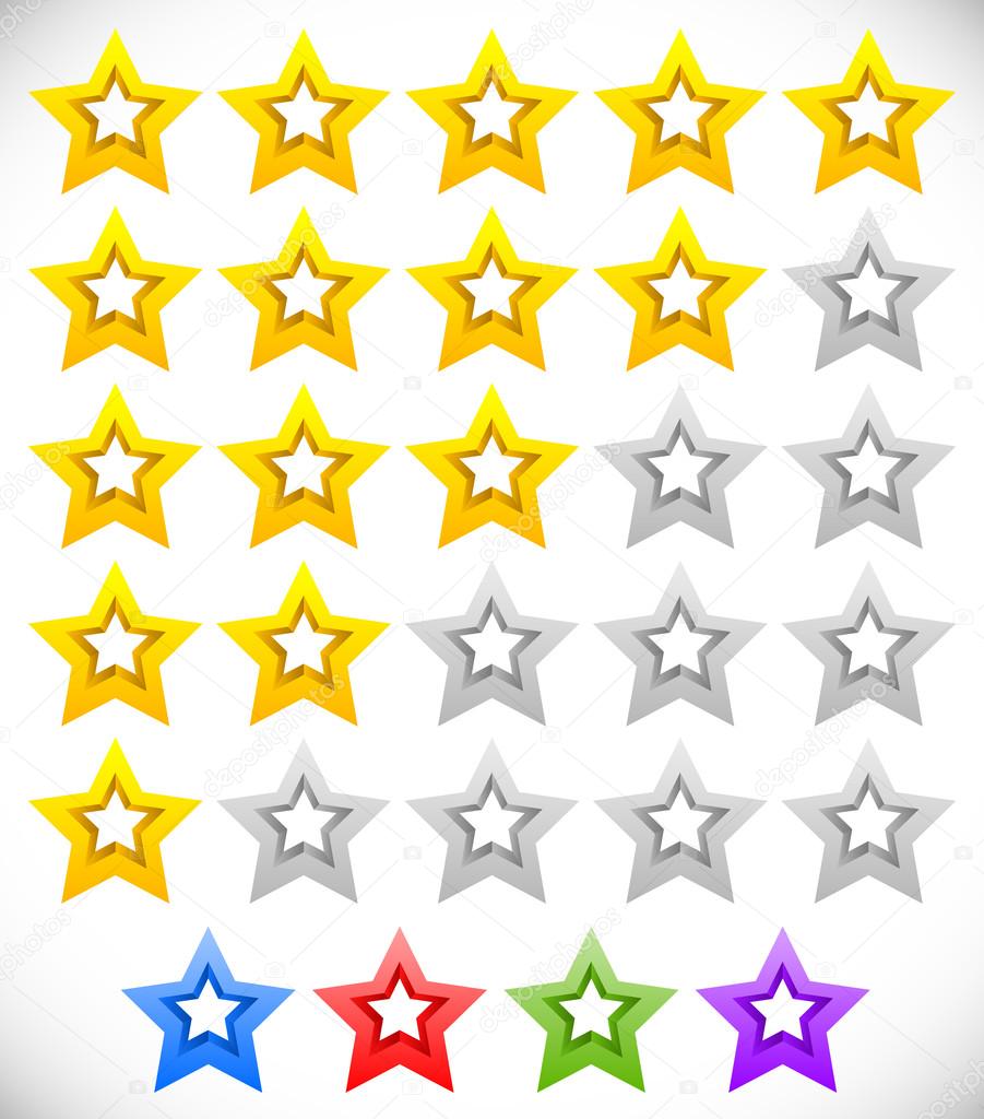 Star rating system with 3d stars.