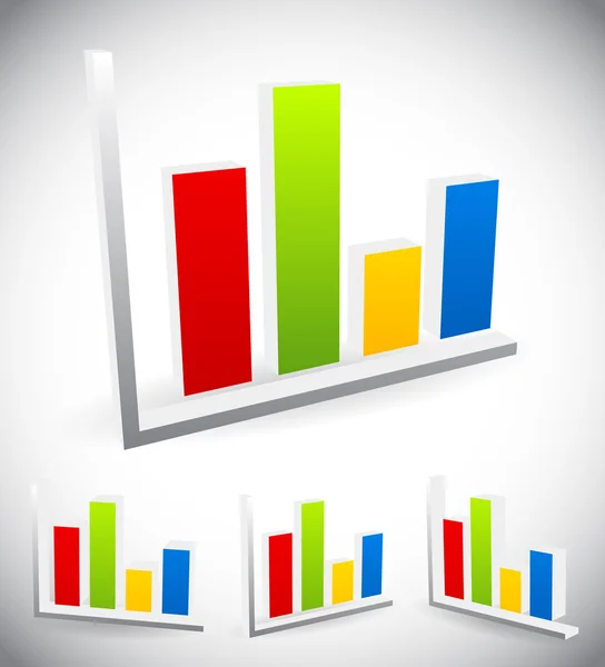 3d gráfico de barras, elementos de gráfico de barras — Vector de stock