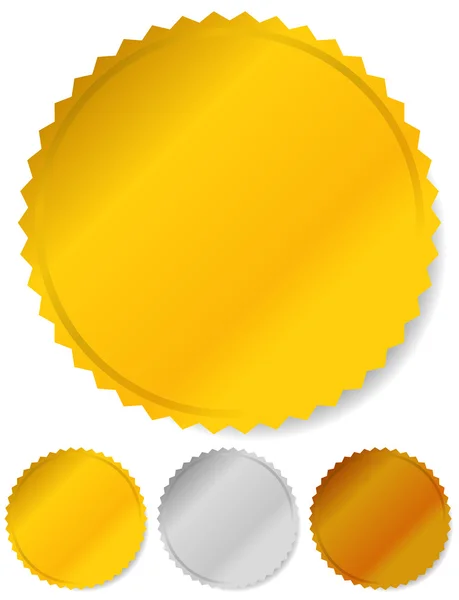 Gouden, zilveren en bronzen badges — Stockvector