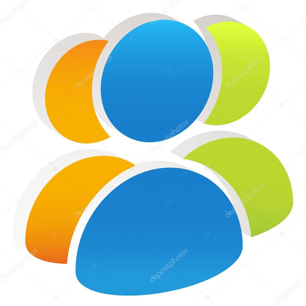 Group of three 3d person, character vector icon.