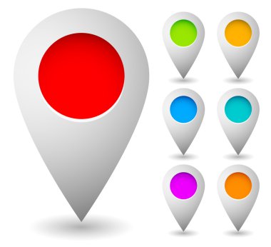 Map marker, map pin icons clipart
