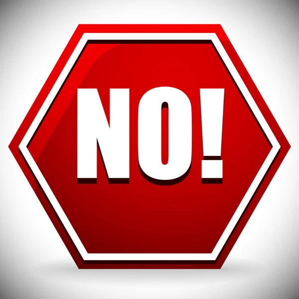 NO on red road sign. — Stock Vector