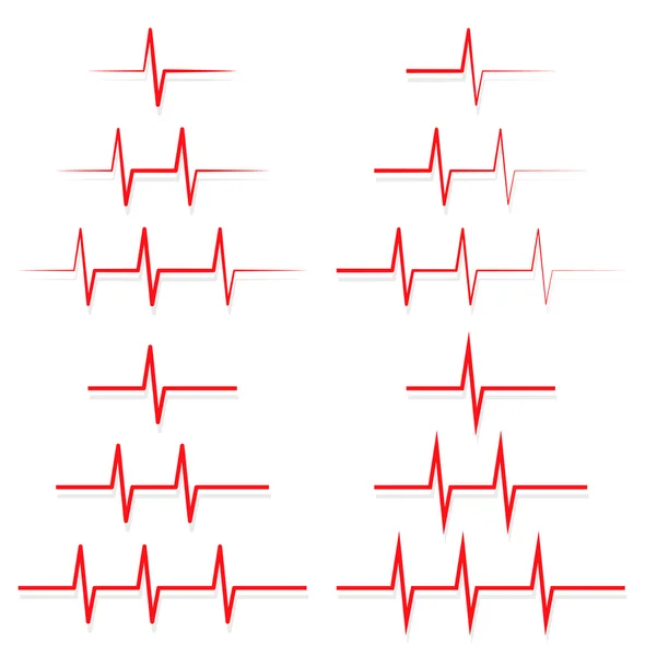 Ekg, icônes de lignes d'impulsions — Image vectorielle