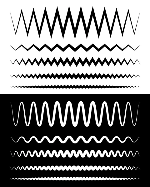 Set of zigzag and wavy lines. — Stock Vector