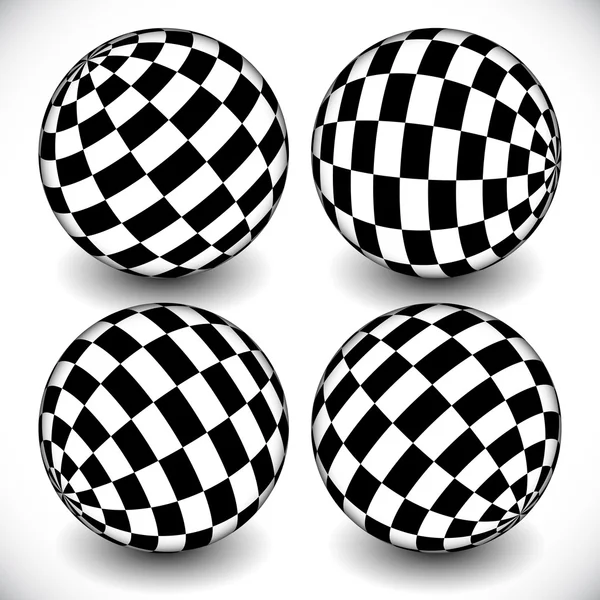 Spheres with checkered  pattern — Stock Vector