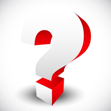 3D red question mark clipart