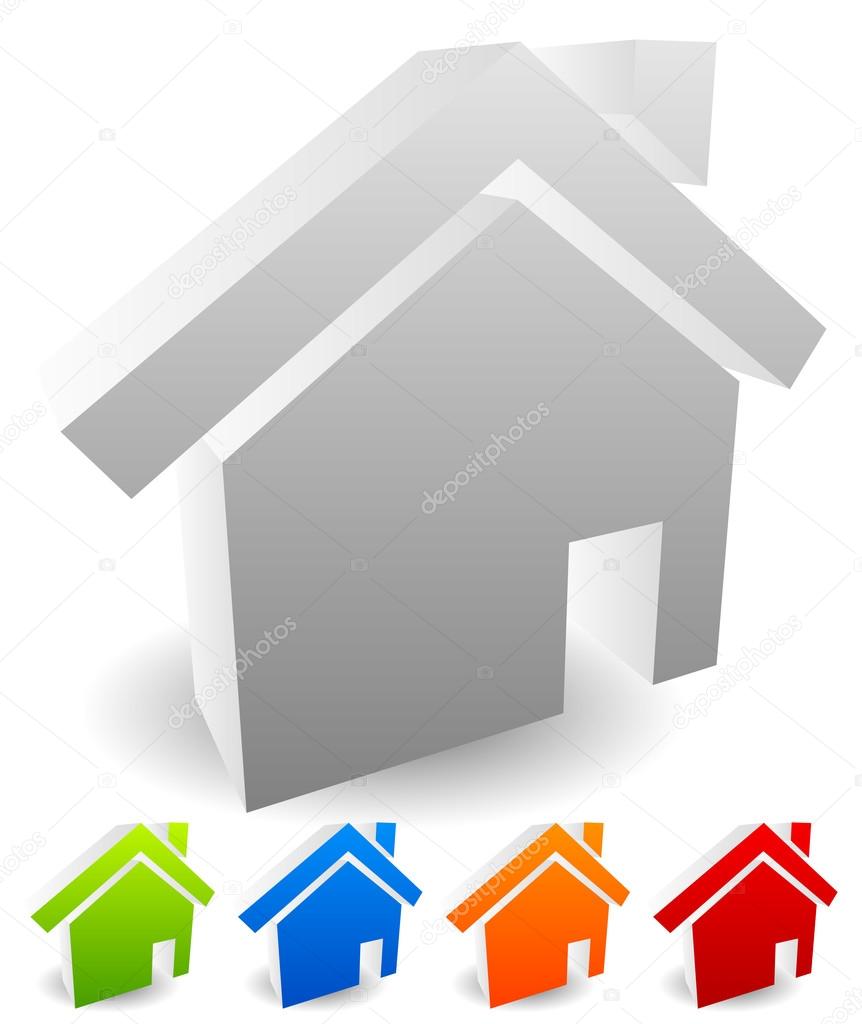 3d house icons. vectors. Home, homepage, real estate themes.