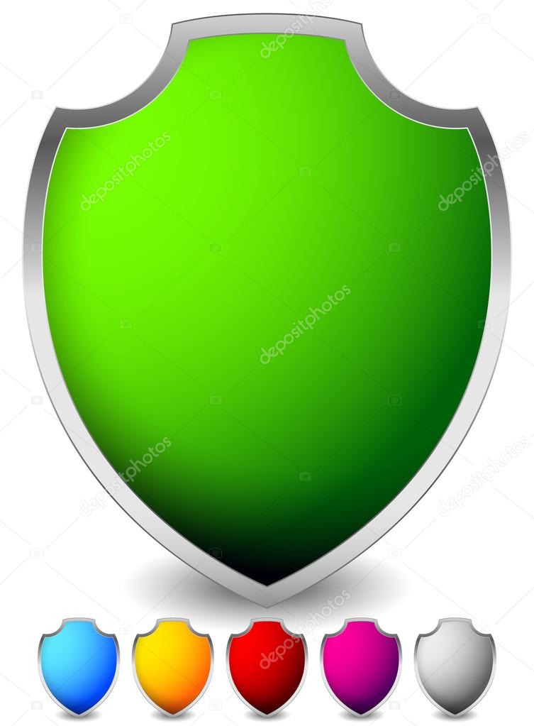 Glossy, blank shield icons