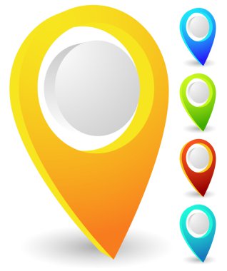 Map markers, map pins clipart