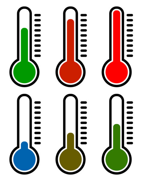 Thermometer symbols set set.