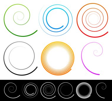Colorful spirals, shapes set. clipart