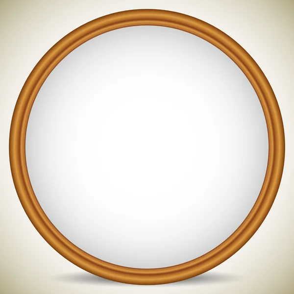円、木製の写真フレーム — ストックベクタ