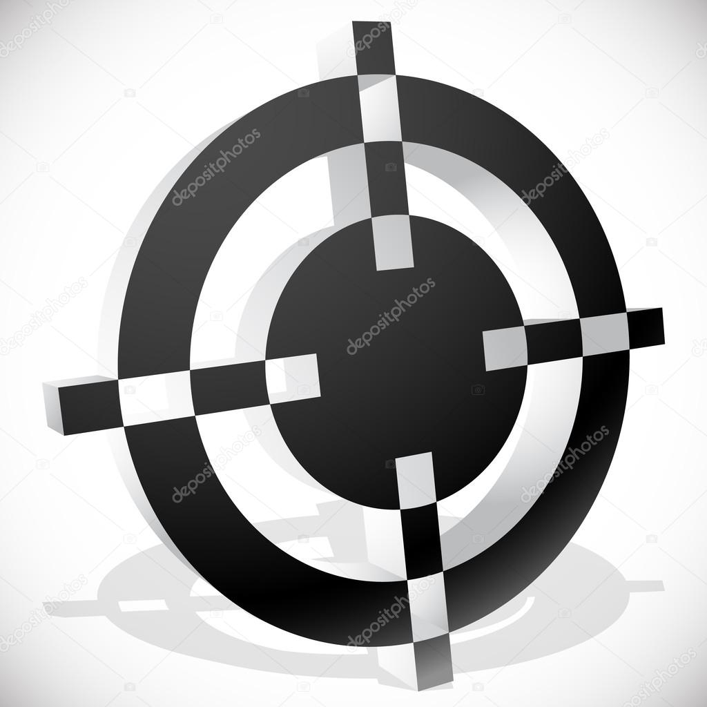 Black and white target mark, crosshair, reticle graphics. Vector.
