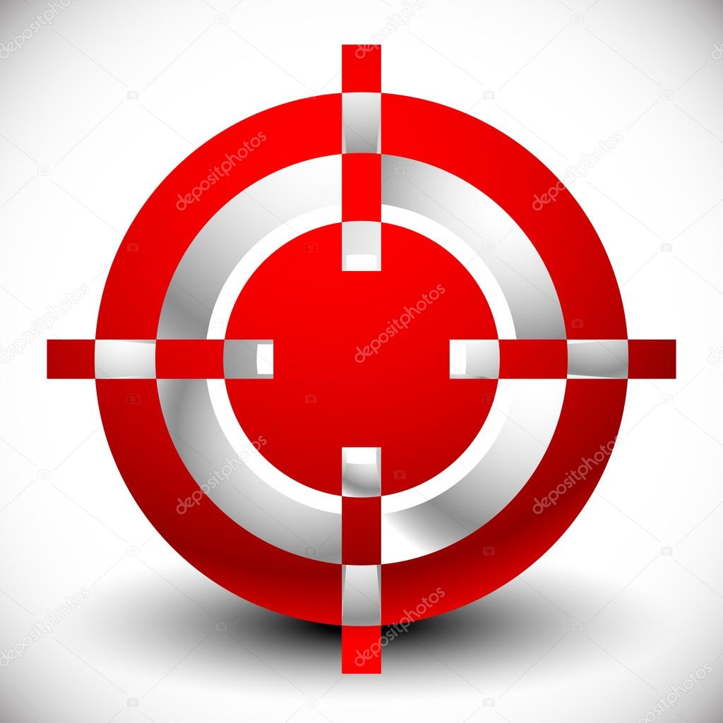 Red target aim mark, crosshair, reticle graphics. Vector illustration