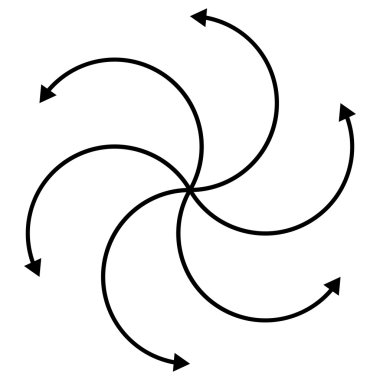 Cyclic, rotating curved arrows clipart