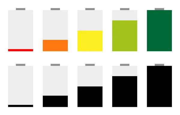 Batterij niveau-indicator icons set — Stockvector