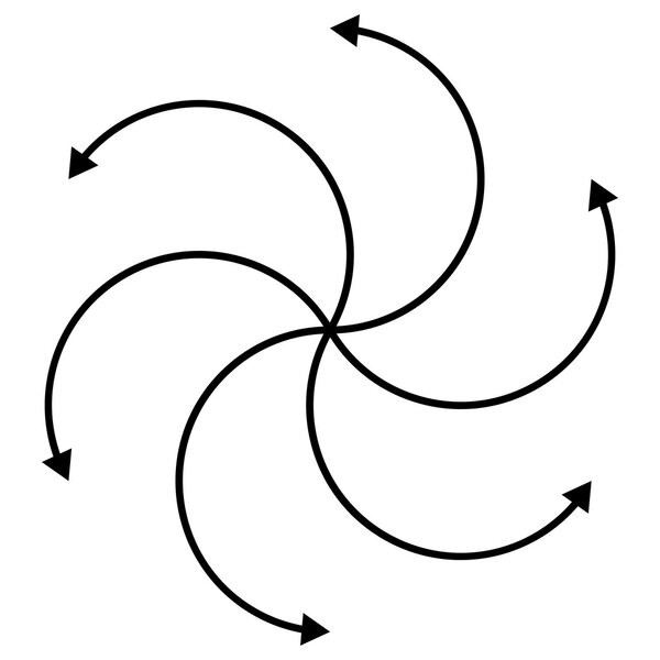 Cyclic, rotating curved arrows