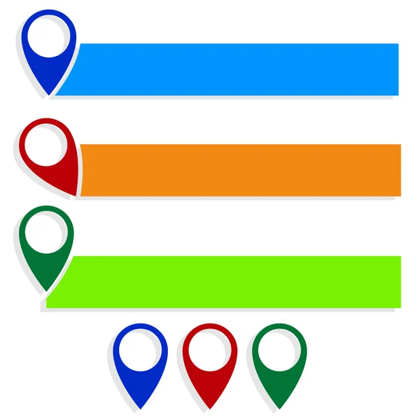 Pino de mapa, conjunto de marcadores de mapa — Vetor de Stock