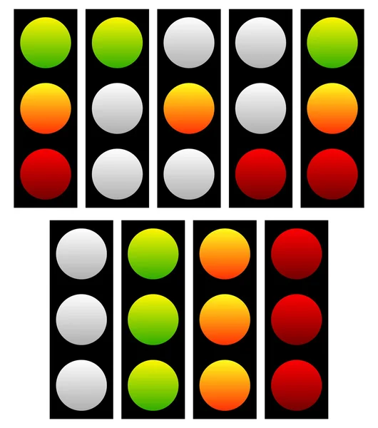 Set of traffic lights, lamps, signals. — Stock Vector