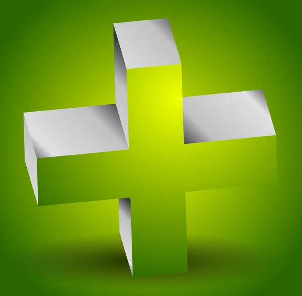 Green cross sign for first aid — Stock Vector