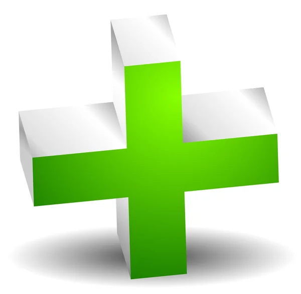 Sinal de cruz verde para primeiros socorros — Vetor de Stock