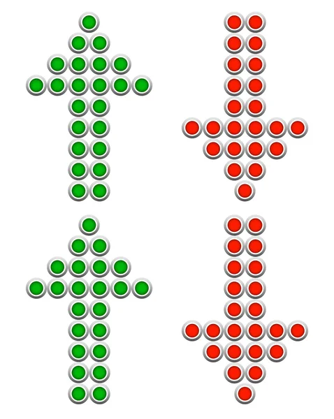 Set bestaande uit stippen op en neer pijlen. — Stockvector