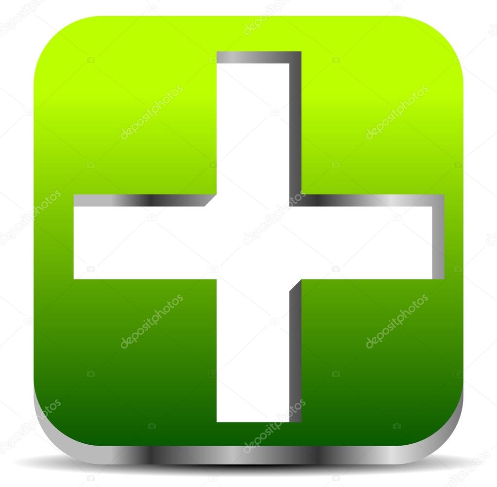 Green cross sign for first aid, healthcare, support concepts. vector