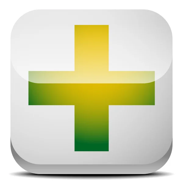 Green cross sign for first aid — Stock Vector