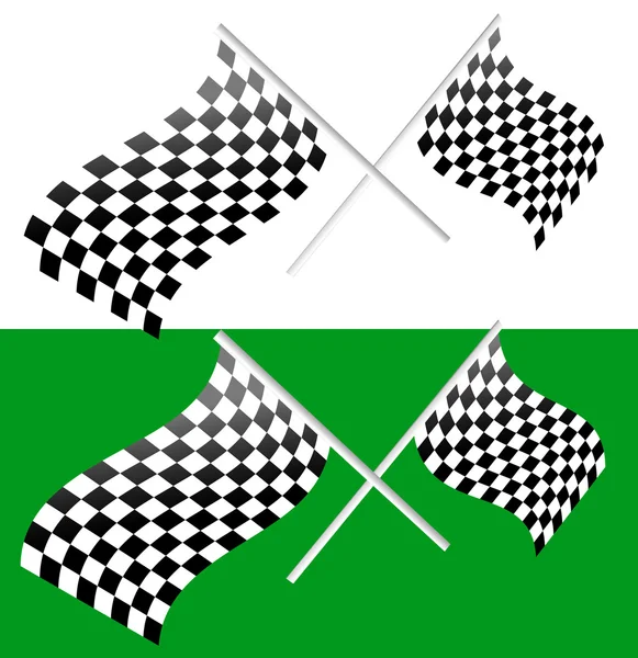 Banderas de carreras a cuadros cruzadas . — Vector de stock