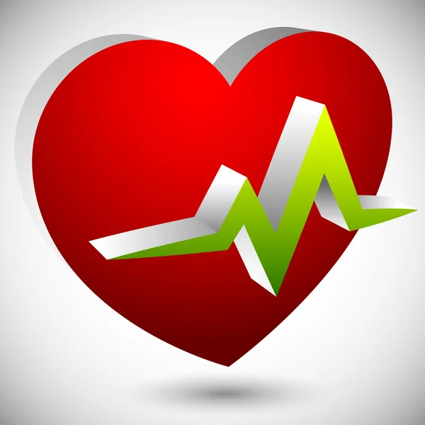 Heart with ECG line symbol — Stock Vector