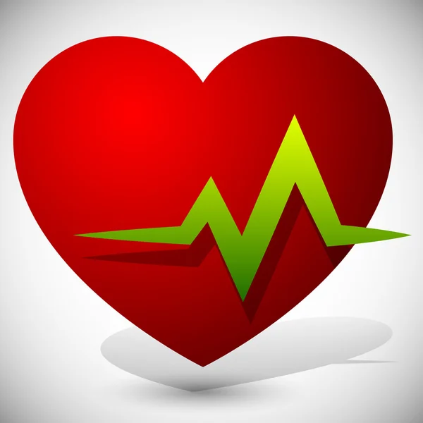 Cuore con simbolo della linea ECG — Vettoriale Stock