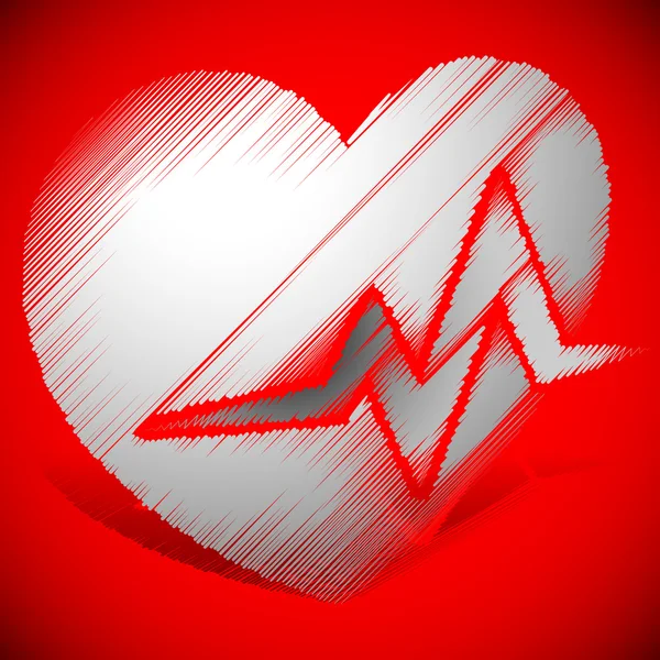 Coeur avec symbole de ligne ECG — Image vectorielle