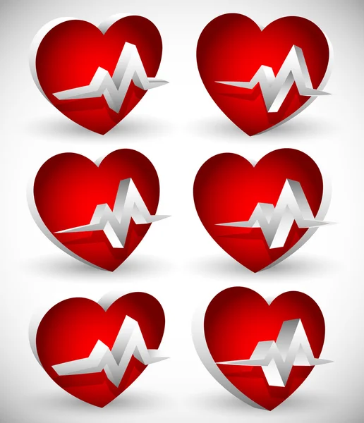 Heart with ECG line icons — Stock Vector