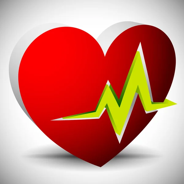 Corazón con símbolo de línea ECG — Vector de stock