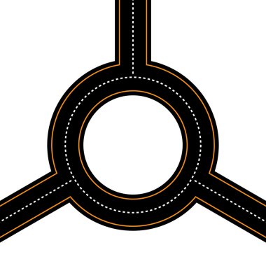 Empty junction, roundabout, road clipart