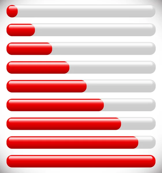 Progrès horizontal, barres de chargement — Image vectorielle