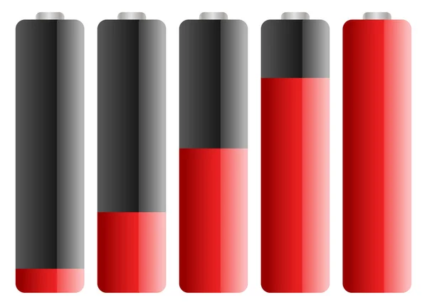 Set van batterij niveau indicatoren — Stockvector