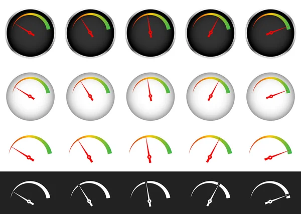 Dial, calibre con aguja roja conjunto — Archivo Imágenes Vectoriales