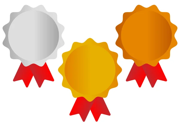 Ödülleri, kırmızı kurdele kümesiyle madalyalar — Stok Vektör