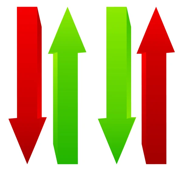 Vert et rouge flèches ensemble — Image vectorielle