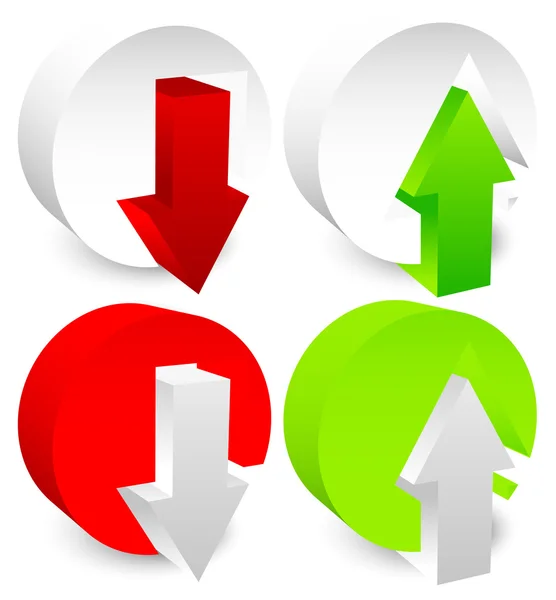 Flechas verdes y rojas conjunto — Vector de stock