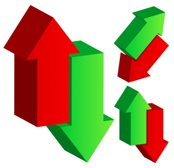 緑と赤の矢印のセット — ストックベクタ